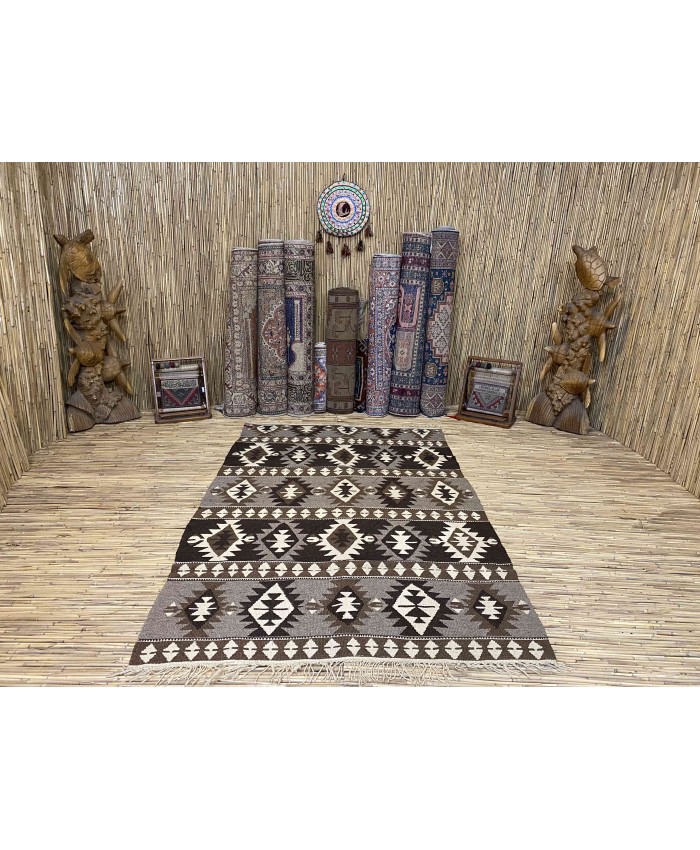 Handmade Turkish Kayseri Nomadic Original  Wool on Wool Kilim – FREE SHIPPING..!